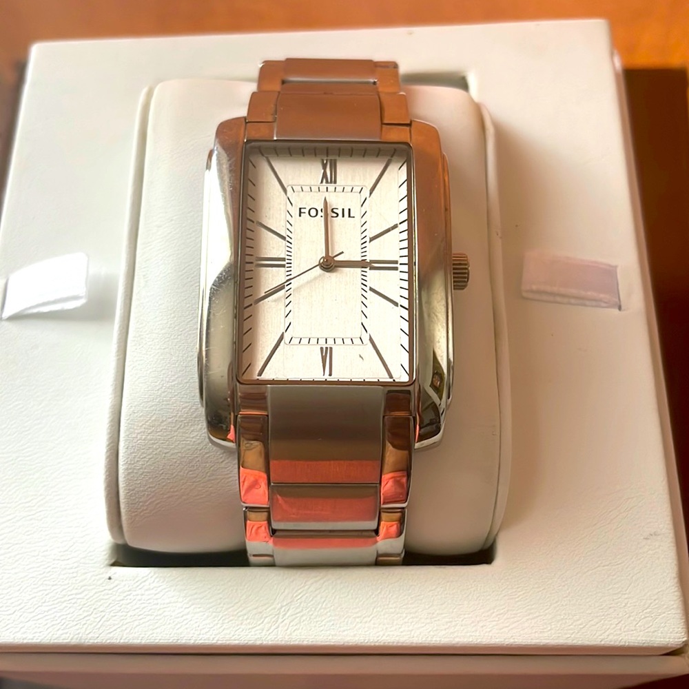 Silver fossil watch